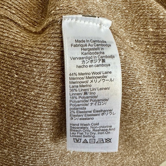 J.Crew Tan Sweater Shell‎ Knit Top Gold Buttons Merino Linen Blend Size XXL NWOT - Picture 5 of 5